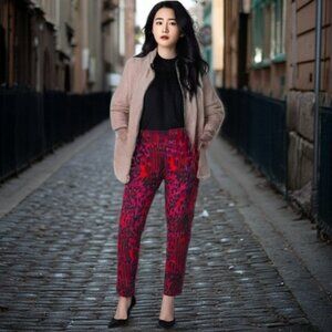 Hue Magenta Cheerful Cheetah High Waist Soft Denim Leggings Size Medium